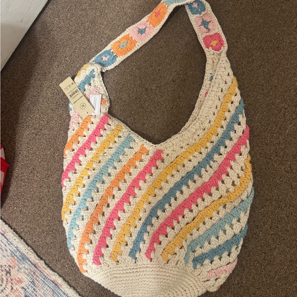 Time and Tru Handbags - Time and Tru Multicolor Crochet Hobo Bag